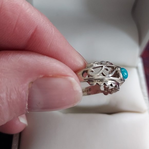 Sterling Turquoise Ring Signed BY - Picture 3 of 5